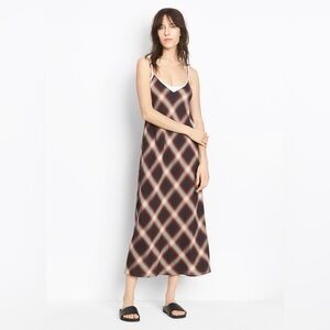 Vince plaid slip dress in red tartan